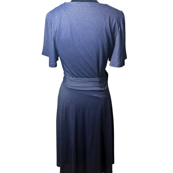 Boden | Deep Blue Short Sleeve Knit Midi Wrap Dress | Sz 8 - Picture 4 of 7